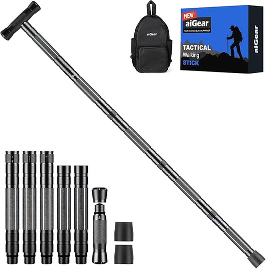 aiGear 5/6/7/8 Tube Adjustable Walking Hiking Stick, Upgraded Adjustable Hiking Staff with Outdoor Gear Trekking Poles for Outdoor Adventures