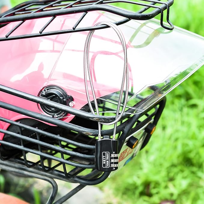 3-Digit Steel Cable Combination Padlock, Wire Diameter 3/24", 24" Circumference,for Travel Luggage, Backpack, Cycling Helmet, Small Cabinet, Gym Cabinet, Suitcase