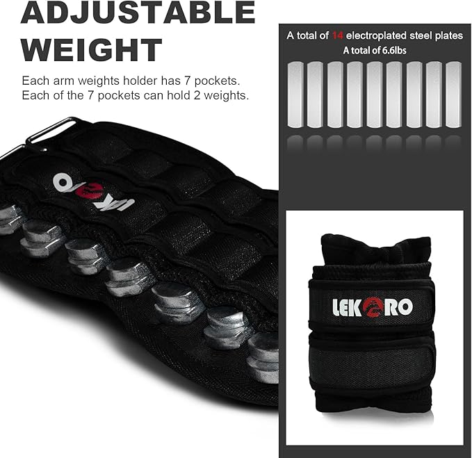 Adjustable Wrist Ankle Weights, Removable Arm & Leg Weight for Men & Women, Fitness, Strength Training, Running, Walking, Jogging, 1 Pair 2 Pack