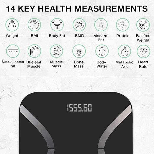 Korescale Gen2 Digital Smart Scale with BMI, Body Fat, Muscle Mass, Weight | Highly Accurate Bathroom Scales, Bluetooth Composition Analyzer | Compatible with KoreHealth, Apple Health App (Black)