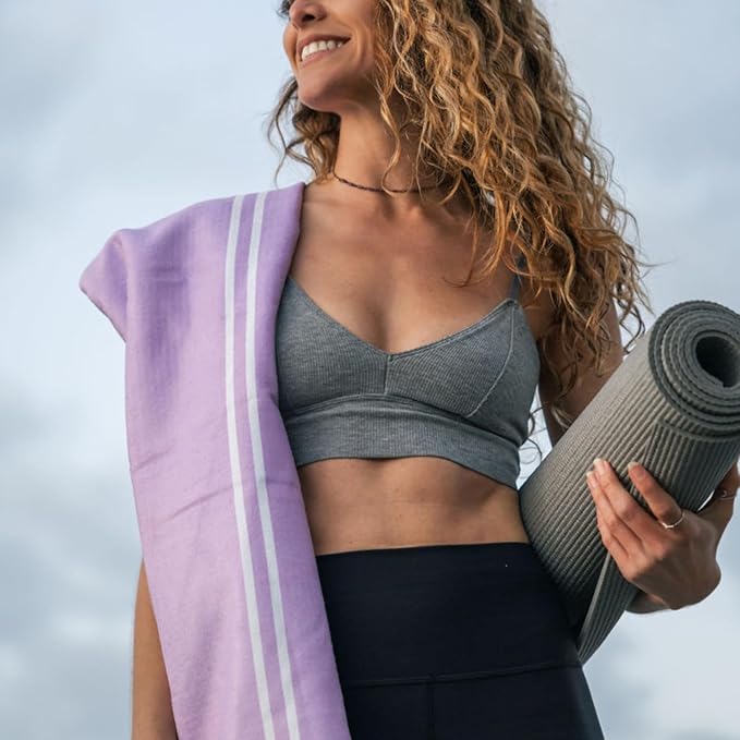 Yoga Drip Yoga Towel - Non Slip Hot Yoga Mat Towel With Corner Pockets, No-Skid Grip, and Built-in Alignment Lines | Soft, Moisture Wicking, and Sweat Absorbent | No Bunching, Stays in Place 72" x 25"