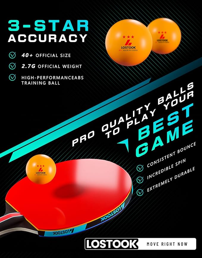 Professional Ping Pong Paddles Set of 2/4 with Portable Oxford Cloth Ping Pong Case and 3 Star Balls, Table Tennis Paddles for Adults and Family Outdoor Games