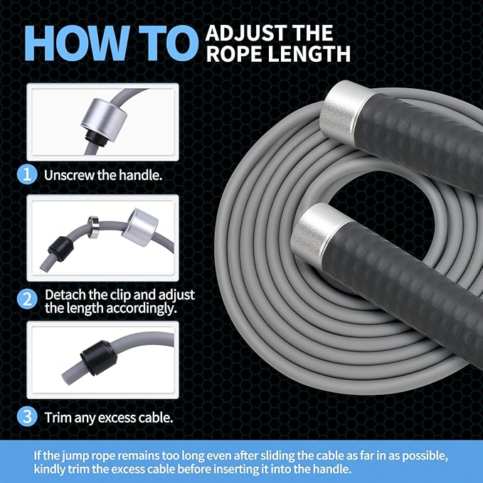 Weighted Jump Rope for Men，Women and kids(1LB), Jump Ropes for Fitness, Speed Skipping Rope, Gym,Indoor/Outdoor - Fitness, Workout, Boxing,crossfit