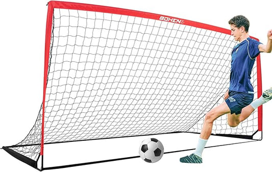 BOHEN 11x5.5 FT/9x5 FT/6x4 FT Portable Metal Soccer Goal for Backyard with Carry Bag - Fun for Outdoor Indoor Training Games for Kids and Adult, Easy Storage and Transportation