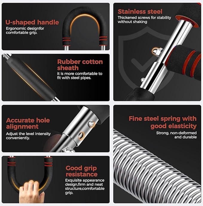 Twister Arm Trainer, Adjustable Chest Workout Equipment Upper Body Strength Training, Portable Power Twister Bar with Detachable Design, Arm Trainer, Home Gym & Travel Fitness Tool