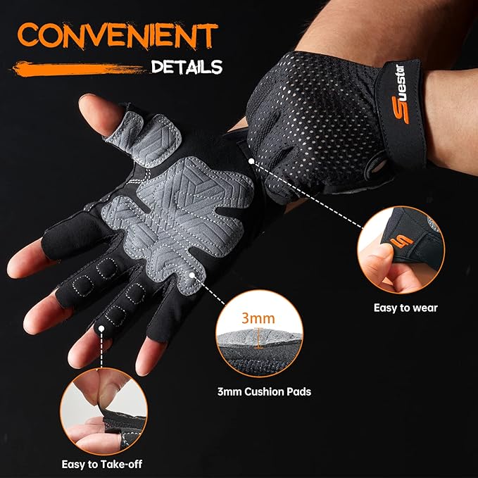 SueStar Workout Gloves for Men Women, Weight Lifting With Full Palm Protection, Excellent Grip, Ultra Breathable for Weightlifting, Fitness, Training, Hanging