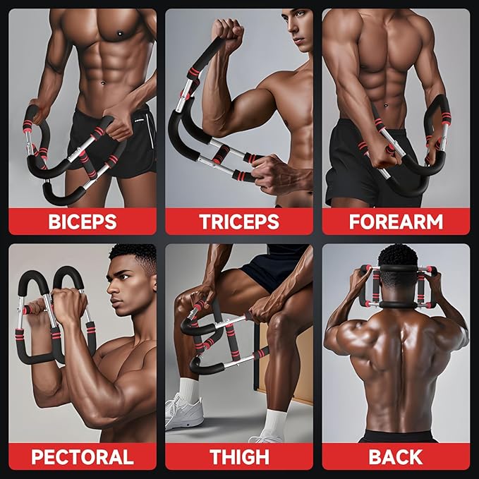 Twister Arm Trainer, Adjustable Chest Workout Equipment 40-130lb, Arm Trainer with 4 Spring, Chest Exerciser for Men, Detachable Power Bar Fitness Machine for Chest Clip Muscle