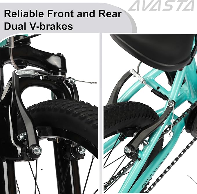 AVASTA Govet 20'' Kids Mountain Bike for 6-12 Years Old Boys Girls with Suspension Fork, 6 Speeds Drivetrain, Multiple Colors