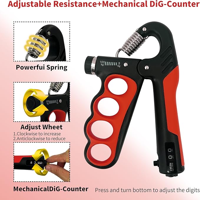 Senston Grip Strength Trainer 2 Pack - Adjustable 11-220Lbs (5-100KG) with Auto Counter, Hand Grip Strengthener, Forearm Exerciser for Athletes, Musicians, Gym, Home, Injury Rehab