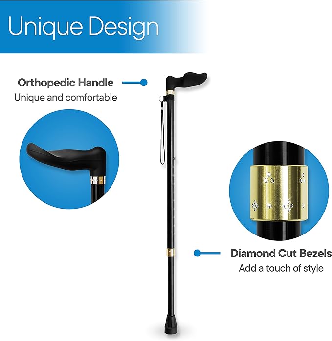 RMS Orthopedic Walking Cane - Offset Cane to Fit Individual's Palm Naturally - Ideal for Anyone with Arthritis or Carpal Tunnel Syndrome (Choose Left Hand or Right Hand)