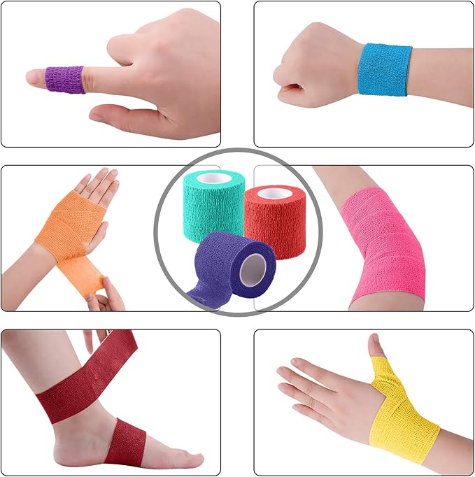 BQTQ 30 Rolls Self Adhesive Bandage Wrap 2 inch Self Adherent Wrap Tape Breathable Athletic Tape Stretch Sports Wrap Self Adhesive Wrap for Wrist Ankle Swelling Sprains(Rainbow Color)