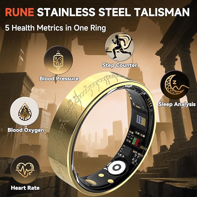 Ultra Smart Ring for Women Men,Health Fitness Tracker with Sleep/Blood Pressure/Oxygen Monitoring, Heart Rate & Activity Tracking,IP68 Waterproof, 5+Day Battery,No Subscription Fee 1-Silver 11