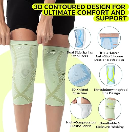 Compression Knee Brace for Women & Men, 2 Pack AOCELL Knee Sleeve Support for Knee Joint Pain Relief, ACL, Meniscus Tear, Arthritis - Breathable for Workout, Running, Gym, Sports, Fitness XL