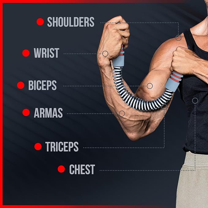 Zenooze's Power Twister Flex Bar, The Ultimate Upper Body Exercise Equipment for Strengthening Your Chest Workout, Shoulders,Biceps, Arms, Forearm Strengthener, Resorte para Hacer Ejercicio