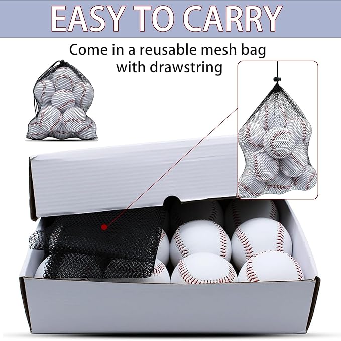 Magicorange Baseball, 12 Pack Training Baseballs Unmarked Practice Rubber Core Baseballs for Hitting, Soft Toss, Batting, Fielding, Pitching