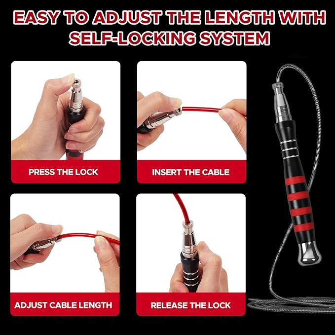 Speed Jump Rope - No-Screw Design, 360° Rotation, Non-Slip Silicone, Weighted, Includes 2 Handles, Portable Fitness Tool for Boxing