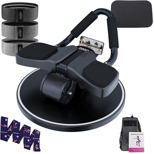 2024 First Ever Calorie Counting Ab Roller High-Performance Abdominal Exercise Machine with Automatic Rebound, Multi-layered Anti-Slip Design & Versatile Exercise Bands