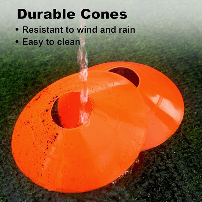 60PCS Soccer Cones with Strap Carry Bag Agility Disc Cones Soccer Training Cones, Field Marker Sport Training Cones for Challenge Football Basketball Skating Kids Games Outdoor Indoor