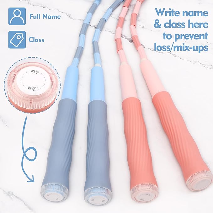 Coolrunner 9 FT Upgraded Kids Jump Rope, 2PC Soft Beaded Skipping Rope with Soft Anti-slip Handles, Adjustable Jumping Rope for Kids Adults, Plastic Segmented Long Enough