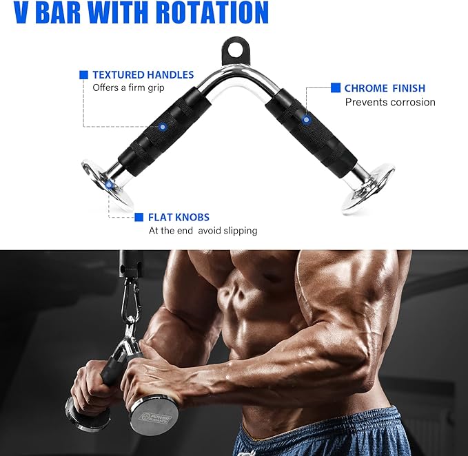 POWER GUIDANCE Cable Machine Attachment, LAT Pulldown Attachments, Cable Attachments for Gym, Home Gym Accessories
