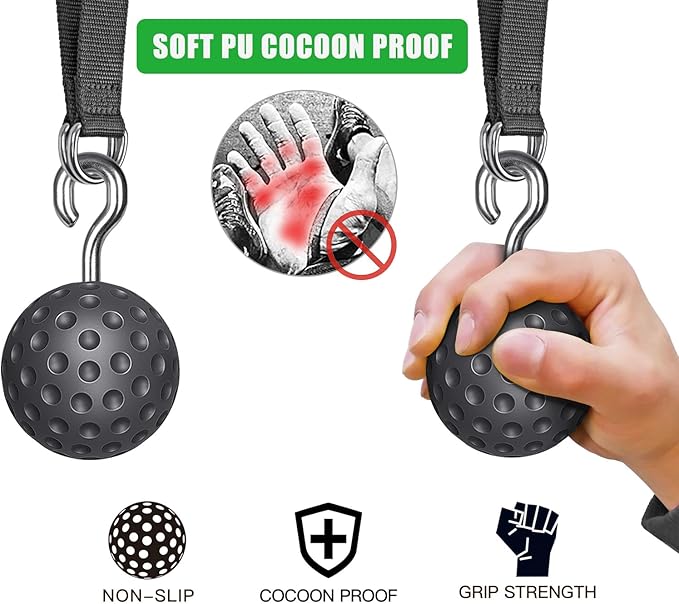 SELEWARE Non-Slip Pull Up Power Balls, Rock Climbing Grips for Strength Training, Forearm and Hand Exerciser for Chin Up Bar, Kettlebell, Barbell, Resistance Band Handles, Home Gym Workout Equipment