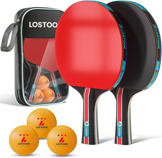 Professional Ping Pong Paddles Set of 2/4 with Portable Oxford Cloth Ping Pong Case and 3 Star Balls, Table Tennis Paddles for Adults and Family Outdoor Games