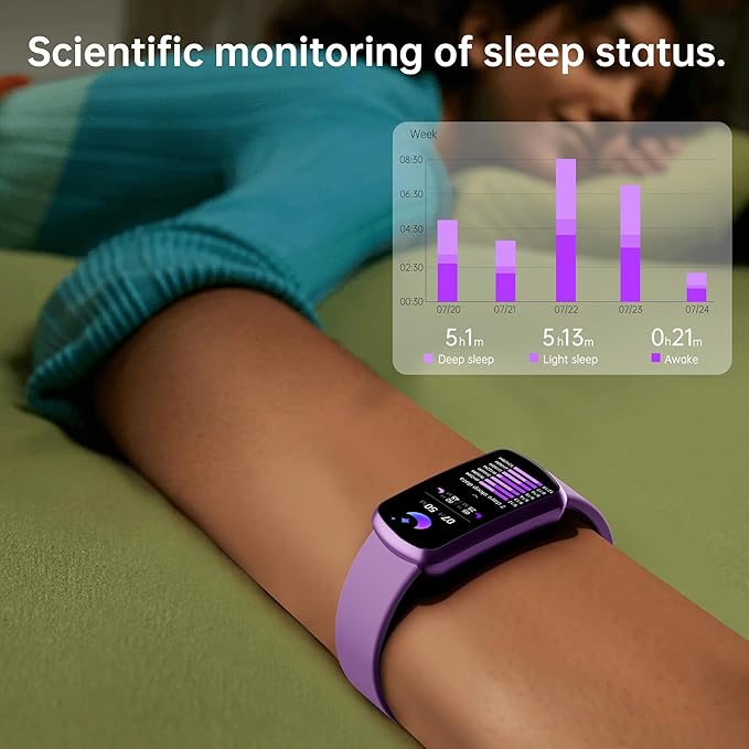 Health Fitness Tracker with 24/7 Heart Rate, Smart Watch with Blood Pressure and Blood Oxygen Monitor, Bulit-in 120+ Sport Mode, Sleep Tracking Waterproof Activity Tracker for Women Men (Purple)