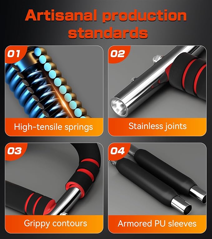 Twister Arm Trainer, 40-120lb Adjustable Resistance Forearm Power Exercise Bar, Chest Workout Equipment, Portable Detachable Chest Exerciser for Men&Women