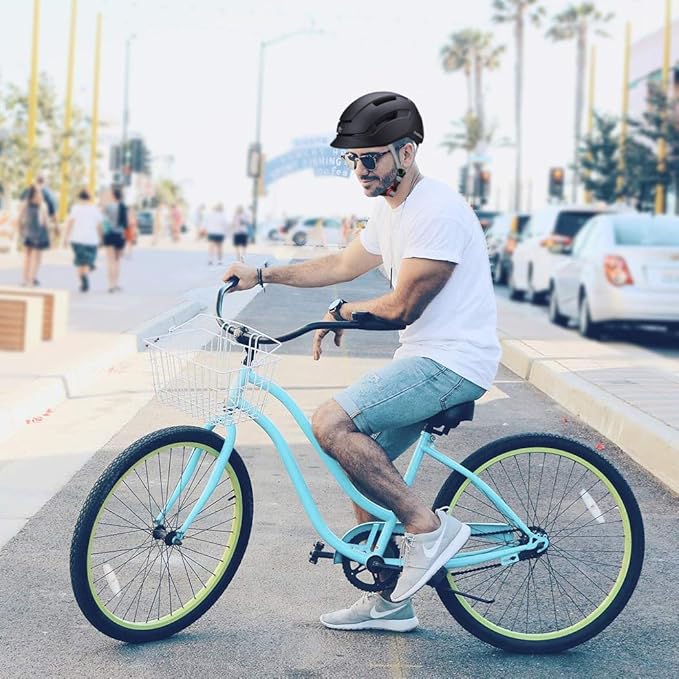 Adult Urban Bike Helmet - Adjustable Fit System & Integrated Taillight for Men Women