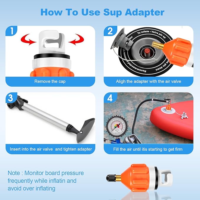 Inflatable Boat SUP Pump Adapter, Stand Up Paddle Board Pump Adapter Sturdy, Conventional Air Adapter Quickly Inflation, SUP Air Adapters for Paddleboard and Kayak