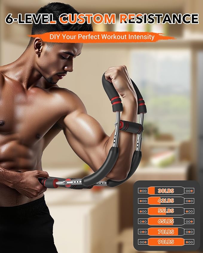 eWonLife Twister Arm Trainer - Adjustable 6 Resistance Level Arm & Chest Workout Equipment for Man Women Arm Trainer Chest Exerciser Portable Home Gym Equipment for Strengthen Upper Body