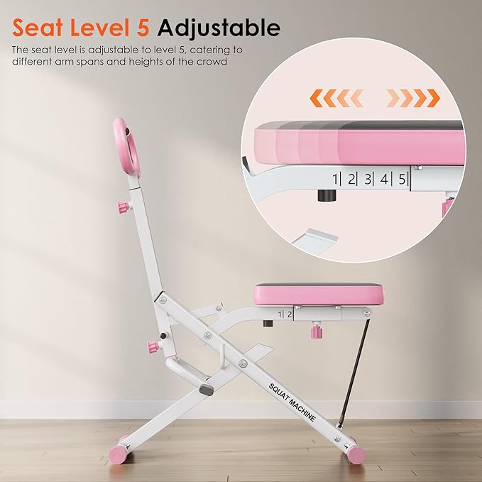 SogesHome Squat Machine Rowing Machines for Home Foldable, Fitness Rowing Machine Row and Ride Squat Machine with Adjustable 2 Resistance Bands for Workout Exercise, 330 lbs Weight Capacity
