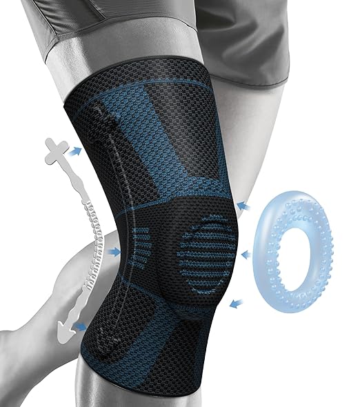 NEENCA Professional Knee Brace for Pain Relief, Medical Knee Compression Sleeve, Knee Support with Horizontal Knit Tech for Meniscus Tear, ACL, Arthritis, Joint Pain, Runner, Workout- FSA/HSA APPROVED