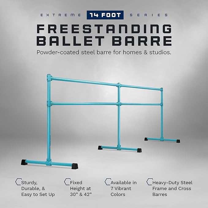 VITA Barre Portable Freestanding Double Ballet Barre, Extreme, Steel | Fixed Height, Made in USA, Home or Gym Exercise Equipment for Kids & Adults | Dance, Fitness, Pilates
