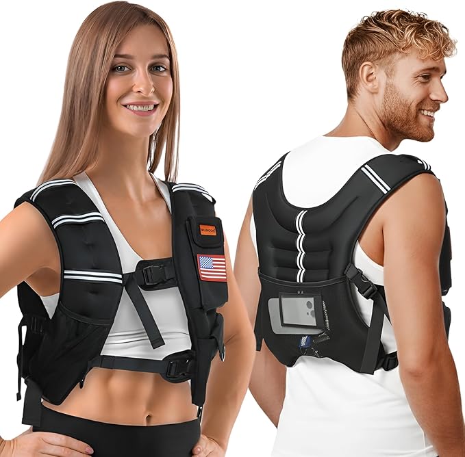 Weighted Vest for Woman and Men, 8lbs/12lbs/16lbs/20lbs/30lbs/40lbs Odorless Adjustable Straps Size Walking Vest,Running Vest with Underarm Buckle, Breathable Mesh Shoulder Pain Relief, Strength Training HIIT