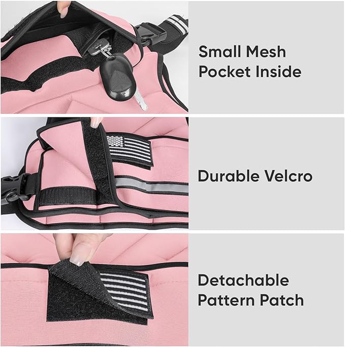 APEXUP Adjustable Weighted Vest, 4-10lb/12-18lb/20-32lb Vest with 6 Ironsand Weights and Large Pocket, Weight Vest for Men Women Strength Training, Running, Walking