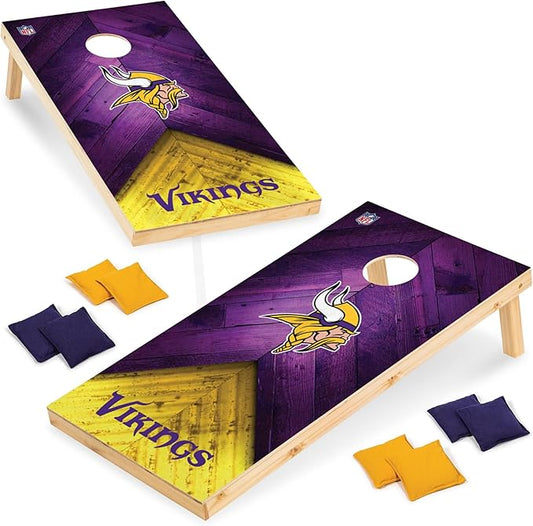 Wild Sports NFL Football 2' x 4' Regulation Size Solid Wood Cornhole Set with Direct Print HD Team Graphics Great Gift for Any Football Fan! Bean Bag Toss Family Outdoor Game