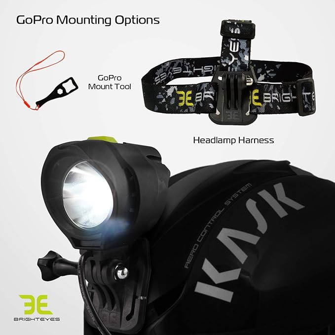 BRIGHT EYES 1800 Lumen Bicycle Light Set - The Stamina - Super Bright Headlight w/Quad Cree Technology and Light Weight Military Grade Nylon Shell - Free USB Rechargeable Taillight