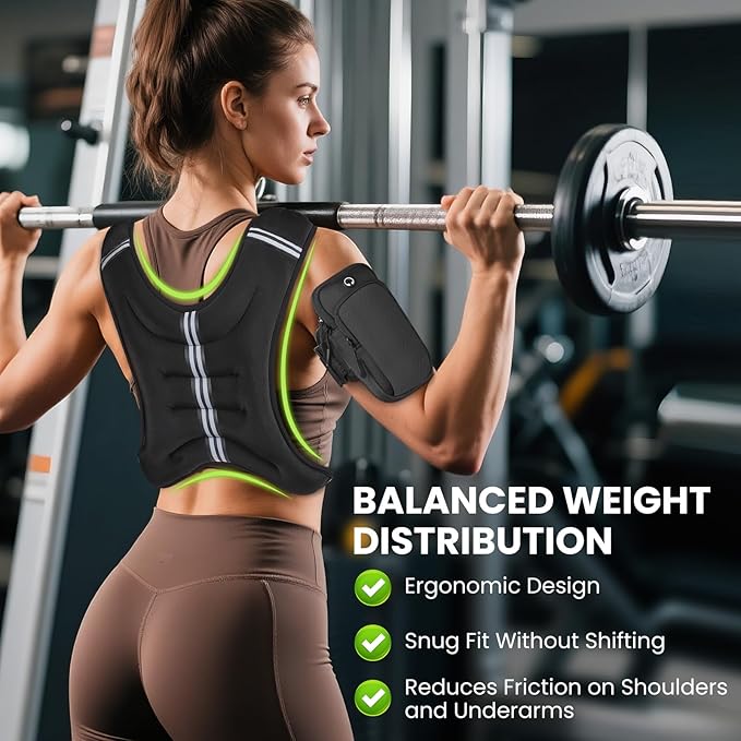 GEEBOBO Weighted Vest for Women Men, 8lb/12lb/16lb/20lb/25lb/30lb Weighted Vest Woman Adjustable Weights for Walking, Strength Training, Running, Muscle Building