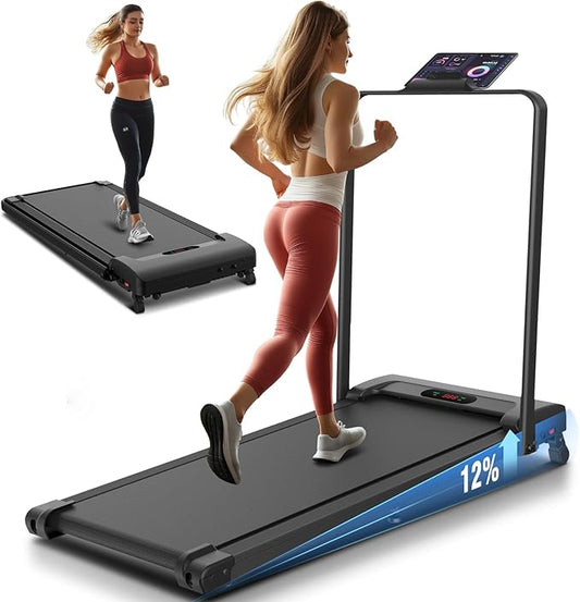 ANCHEER 4 in 1 Under Desk Treadmill with Incline - 2s Folding/Max 300 lb Capacity Walking Pad - Compact Electric Treadmill for Home, Gym, or Office with LED Touch Screen and Remote Control