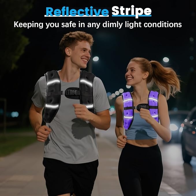 Weighted Vest, 6lb/8lb/12lb/16lb/20lb/30lb for Men, Women with Reflective Stripe, Weight Vests Adjustable for Workout, Strength Training, Running, Fitness, Muscle Building, Weight Loss
