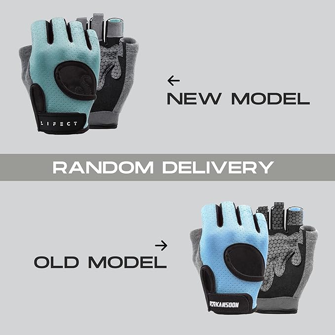 LIFECT Essential Breathable Workout Gloves, Weight Lifting Fingerless Gym Exercise Gloves with Curved Open Back, for Powerlifting, Women and Men