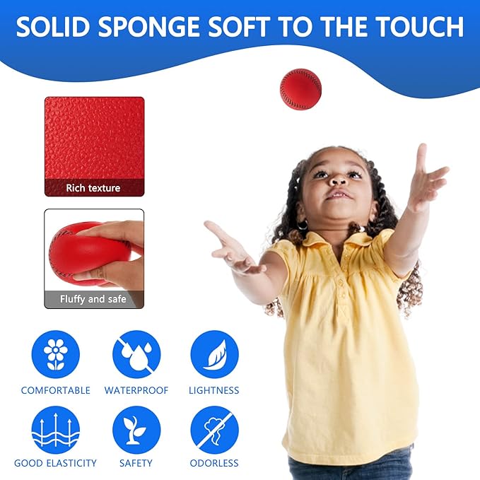 GKK Foam Baseballs 12 Pack Soft Baseballs for Youth Teenager Players Sports Foam Baseballs Training Balls for Hitting and Indoor or Outdoor Play