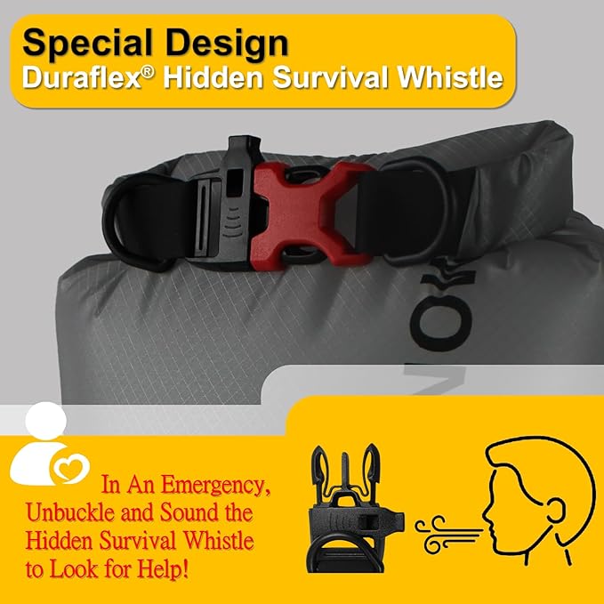 Waterproof Dry Bag-Upgraded Tear-resistant CORDURA Fabric-Durable&Lightweight Roll Top Dry Sack with Survival Whistle-Perfect for Hiking, Camping, Kayaking&Beach-Float on Water(35L/Grey)