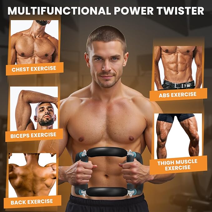 Twister Arm Trainer, 40-100lb Adjustable Chest Workout Equipment, Portable Chest Trainer for Men, Detachable Resistance Power Twister Bar for Home/Travel