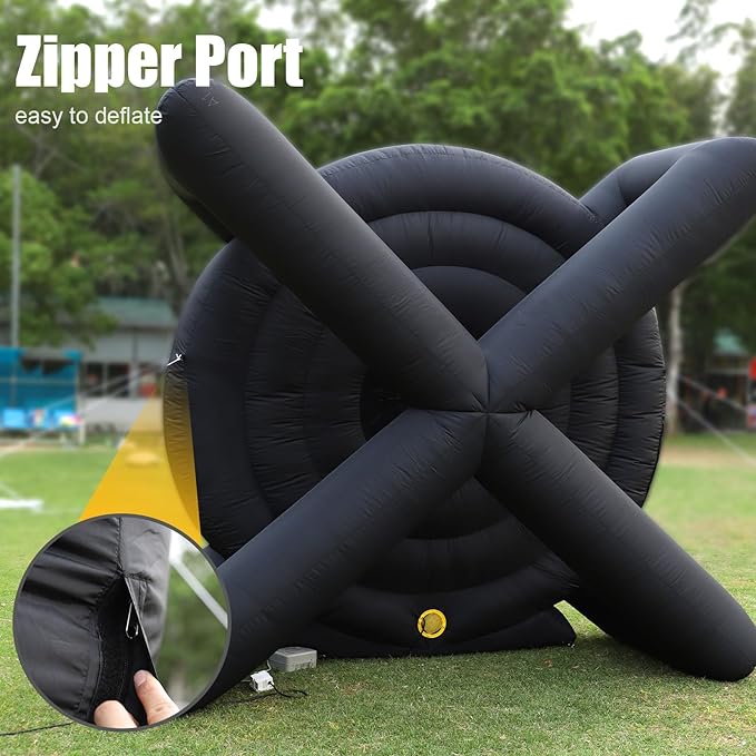 10FT Giant Inflatable Soccer Dart Board Backyard Games - with Buil in Blower, 8 Soccer Balls - Large Kick Football Target Dartboard for Outdoor Yard Lawn Family Adults Kids (Black)