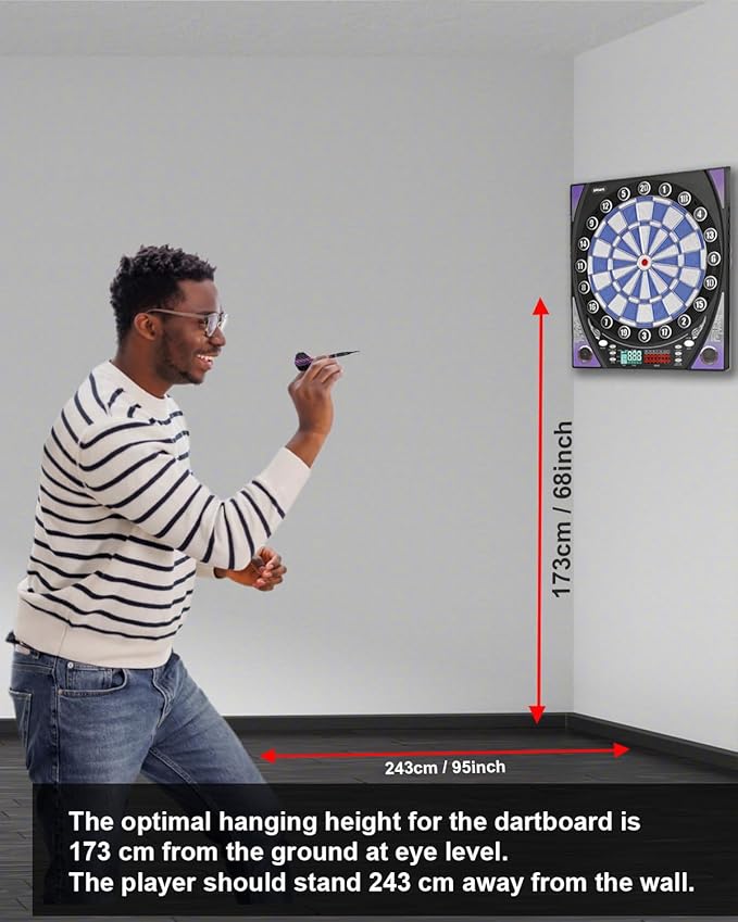 Electronic Dart Board with Bright Score Display, Multiple Games, and Durable Design-Perfect for Family Fun and Competitions-Includes Soft Tip with 12 Darts