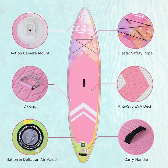 YUSING Inflatable Stand Up Paddle Board with Kayak Seat, Non-Slip Deck SUP Paddle Board with Premium Kayak, Portable Standing Boat for Youth & Adult