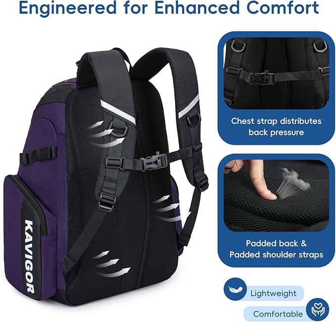 Baseball Bag for Youth and Adult, Softball Bag 50L Large Capacity Holds 4 Bats, Equipment Backpack with Shoes Compartment