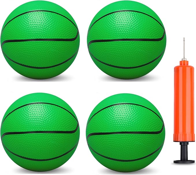 6 INCH PVC Mini Basketball Toys for Indoor Over Door Hoops, Soft 6" Small Balls Rubber for Pool, Beach, Yard, Lawn, Outdoor, Classroom, Little Playgound Ball for Adults & Kids (4PCS with Air Pump)